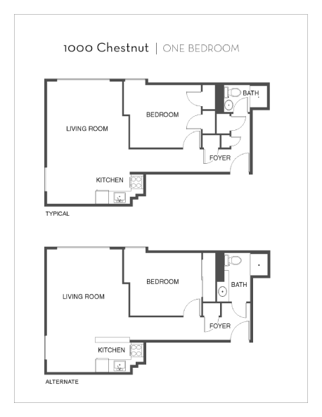 a floor plan of one bedroom apartment